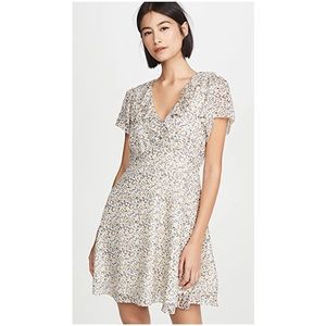 Madewell floral silk ruffle neck mini dress